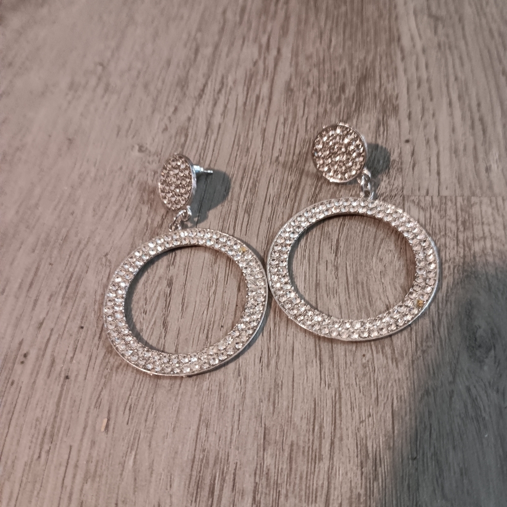 Elegant Rhinestone Hoop Earrings - Picture 4 of 4